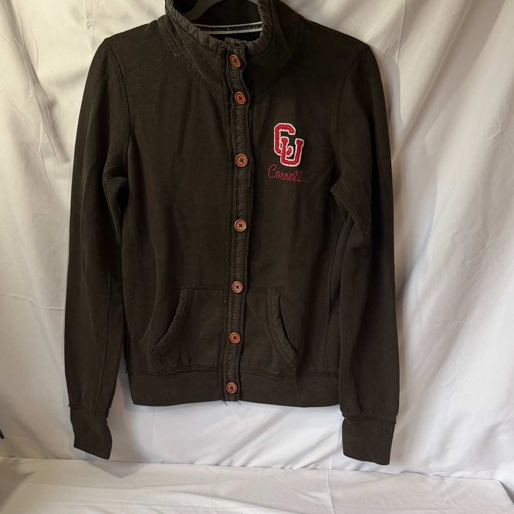 League Brown Varsity Jacket with Red Accent
